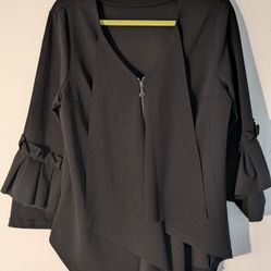 Samuel Dong Black Top  With Zipper Size L