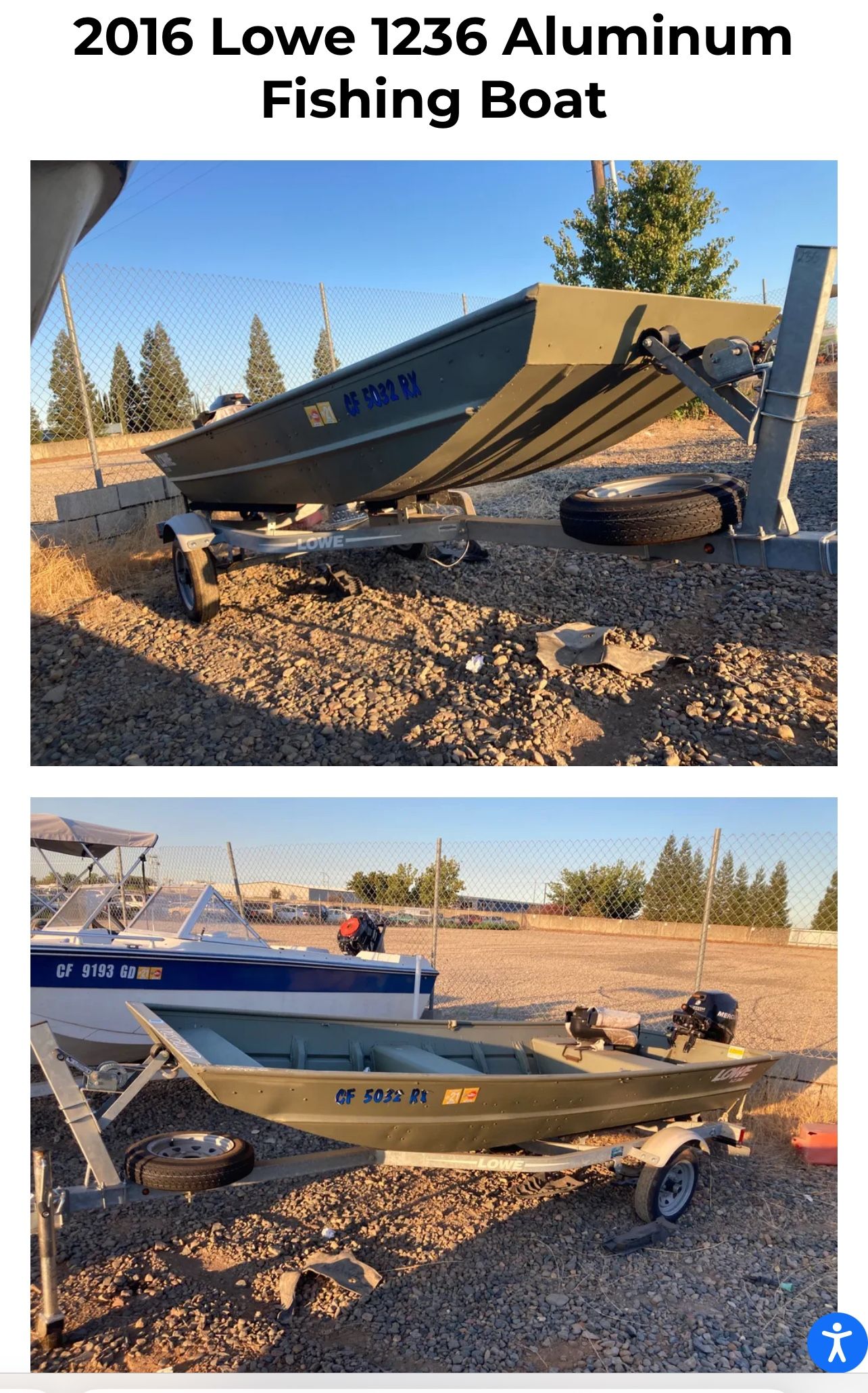 Aluminum Fishing Boat, 8 Hp Four Stroke Motor