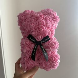 pink rose teddy bear