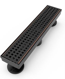 (Brand New in Box) 
WEBANG 12 Inch Linear Shower Drain Rectangular Floor Drain with Accessories Square Hole Pattern Cover Grate Removable SUS304 Stain