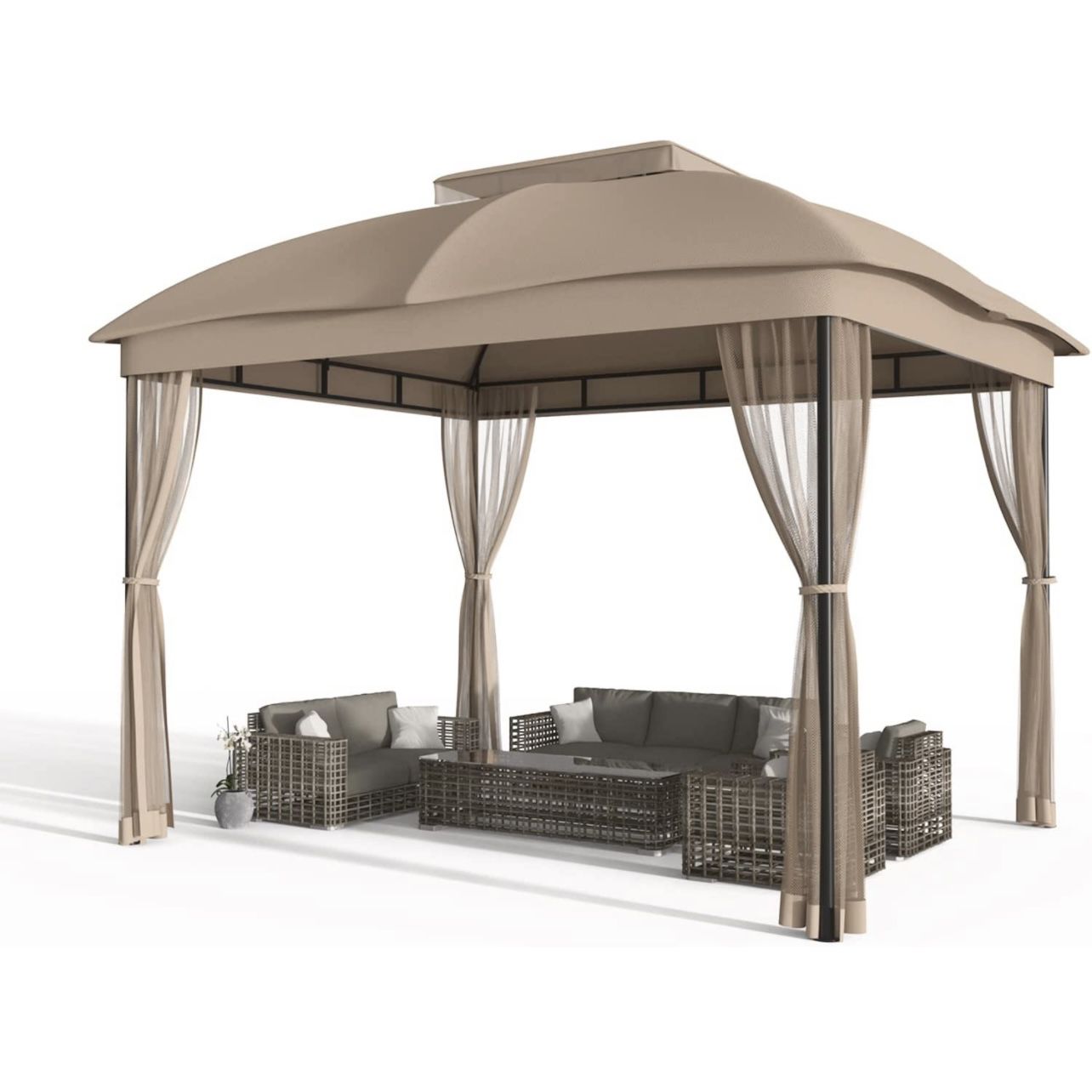 Canopy Tent Gazebo 10' X 13' Grill Gazebo for Patios BBQ Outdoor Patio Large Garden Top Gazebo with Sidewall Party Tent