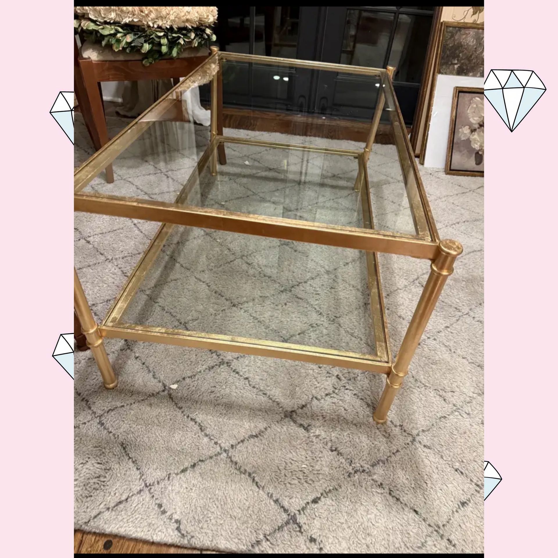 Elegant Glass And Gold Coffee Table