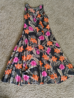 J.B.S. Black Tropical Floral Maxi Dress Women’s Size 12