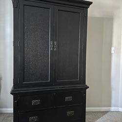 Solid Wood Tall Armoire dresser Also Can Hold 42inch TV  Can Be Moved In Two Separate Pieces  