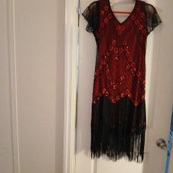 Beautiful Black And Red 20's Look Dress
