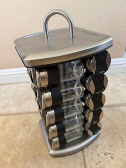Rotating Spice Rack with Glass Jars