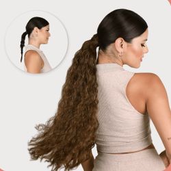 Long, Curly, Brown Ponytail Extension