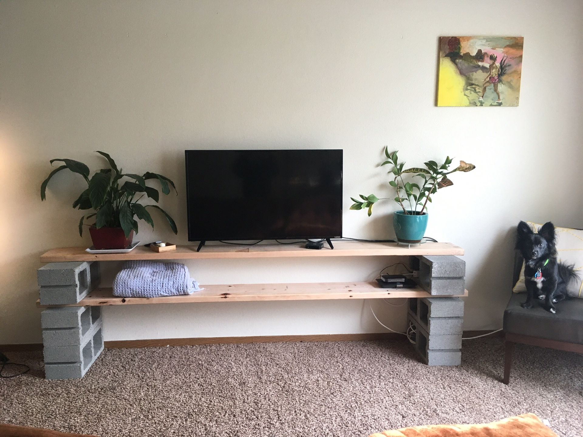 Cinderblock & Wood TV stand