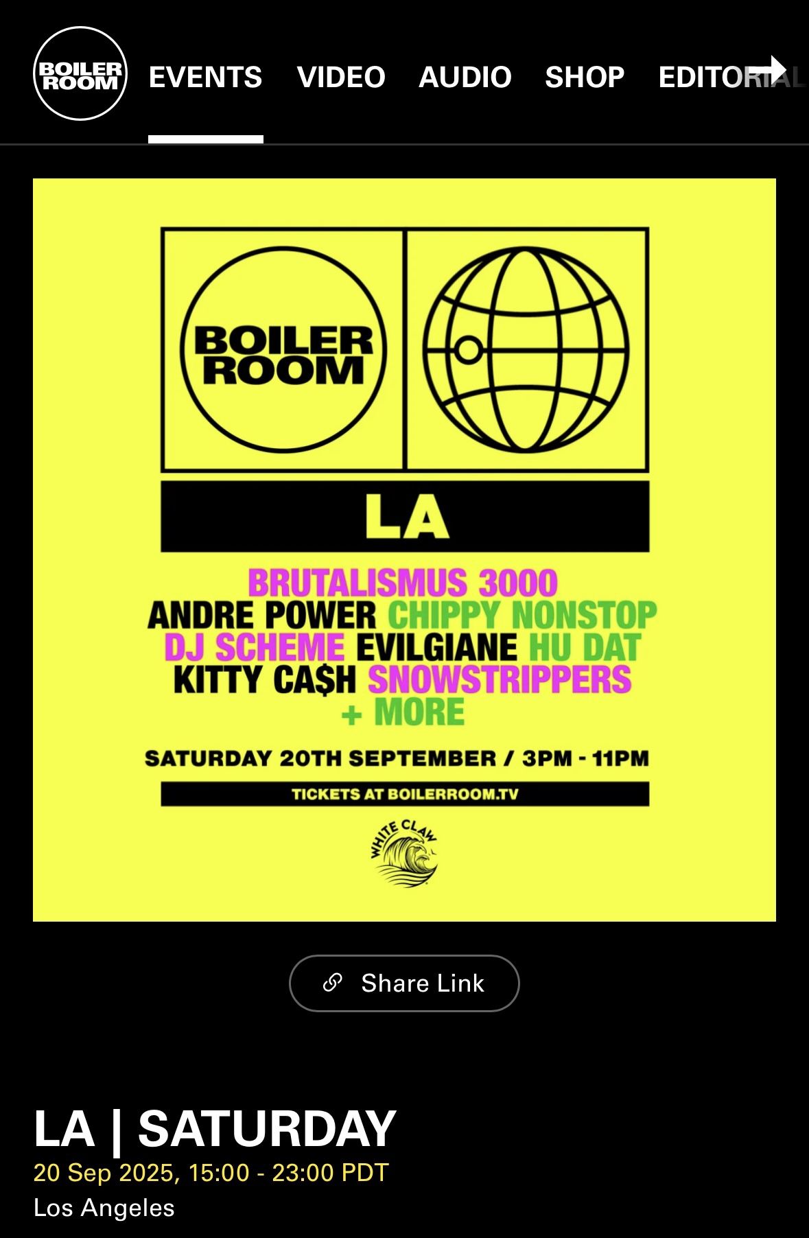 Boiler Room Saturday September 20 - 2 tix