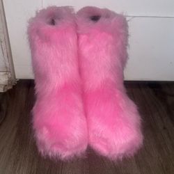 Pink Fur Boots