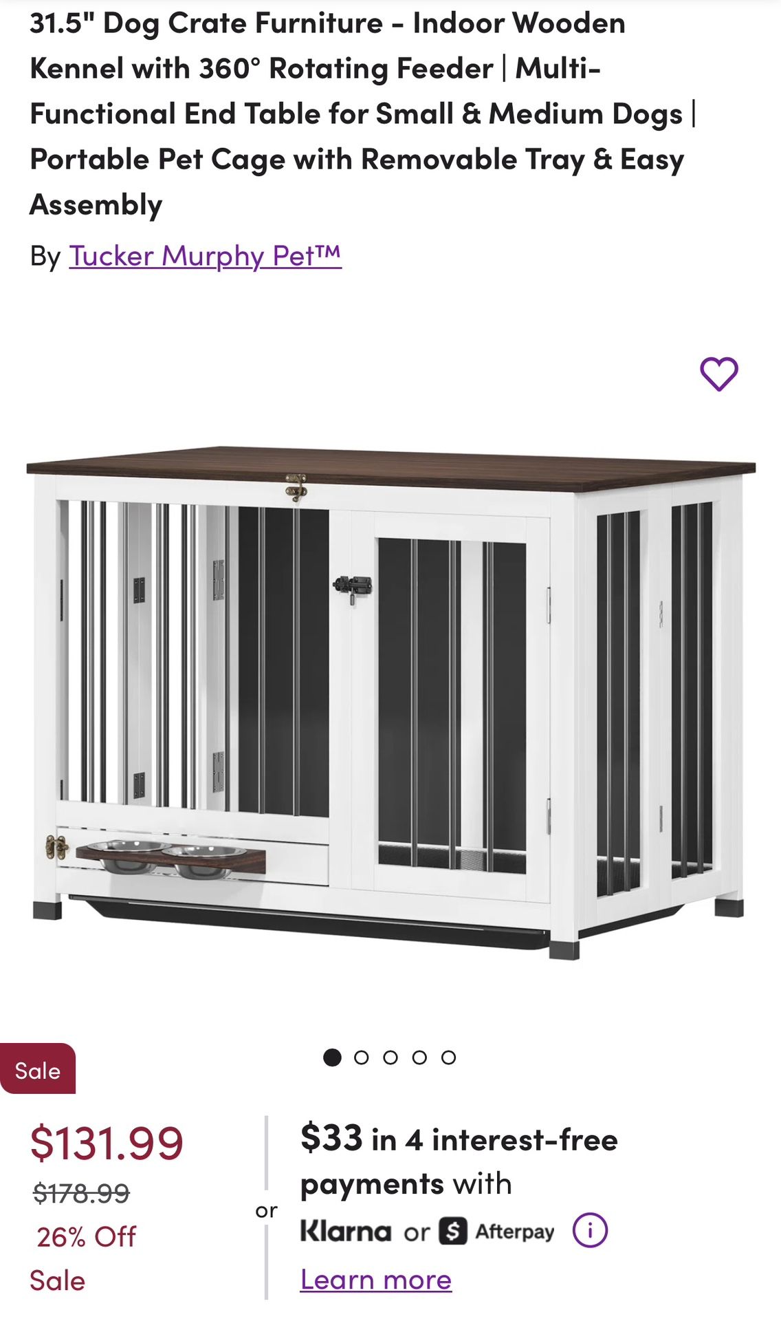 31.5" Dog Crate Furniture - Indoor Wooden Kennel