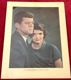 Vintage lithograph of Mr. and Mrs. John F. Kennedy
