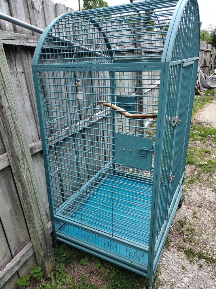 Large Parrot Or Bird Cage 30" X 40" X 67" Has Wheels On Bottom Real Good Condition