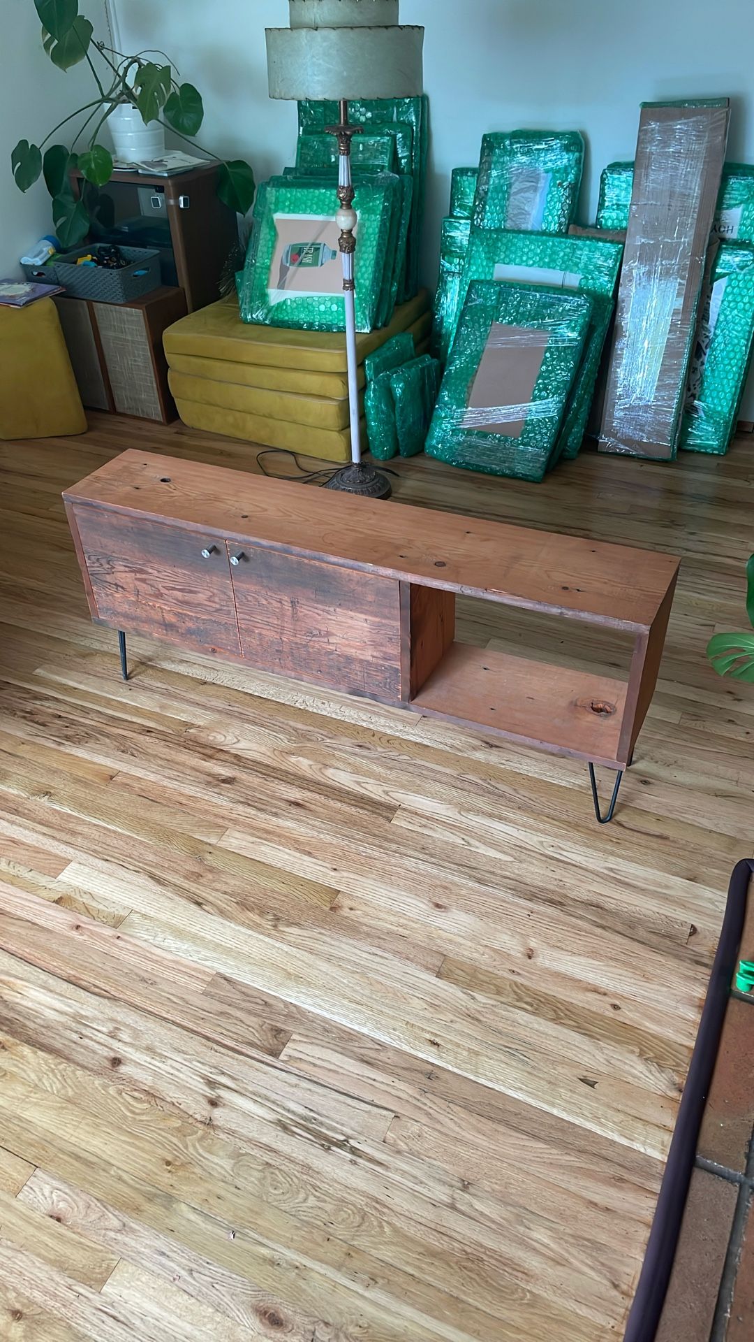 Mid Century Reclaimed Wood Sideboard, TV Stand, Media Cabinet