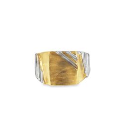 Engraved Yellow Gold Signet Ring