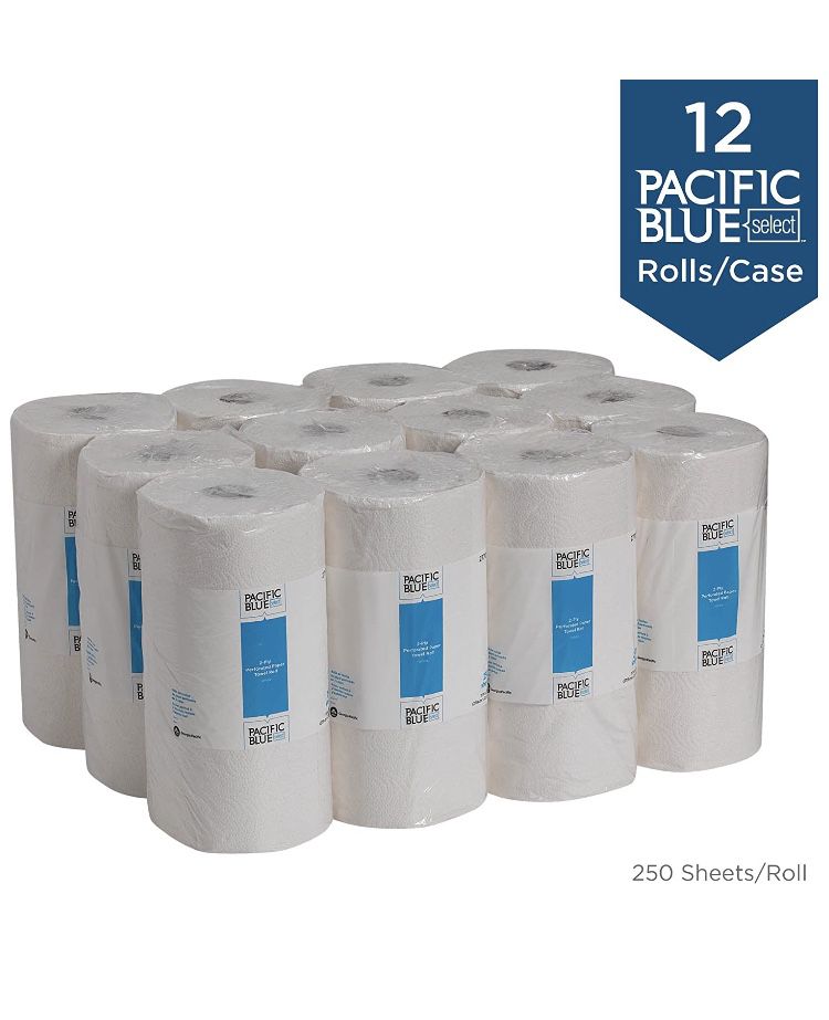 Pacific Blue Select 2-Ply Perforated Roll Paper Towel by Georgia-Pacific Pro, 250 Sheets Per Roll, 12 Rolls Per Case, White - 27700