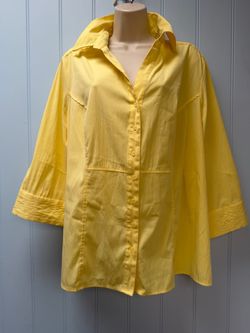 Yellow Button-Down Oversized Tunic Blouse