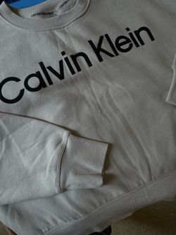 Calvin Klein Pullover W/Black Velvet Detail, Like New! Sz. L