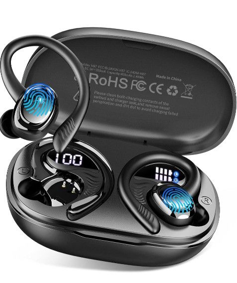 Black Wireless Earbuds Bluetooth 5.4 Headphones, 2025 Bluetooth Earbuds