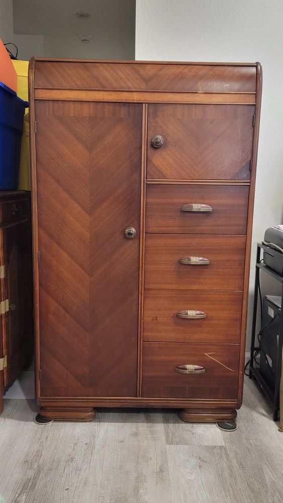 1930s Art Deco Waterfall Armoire