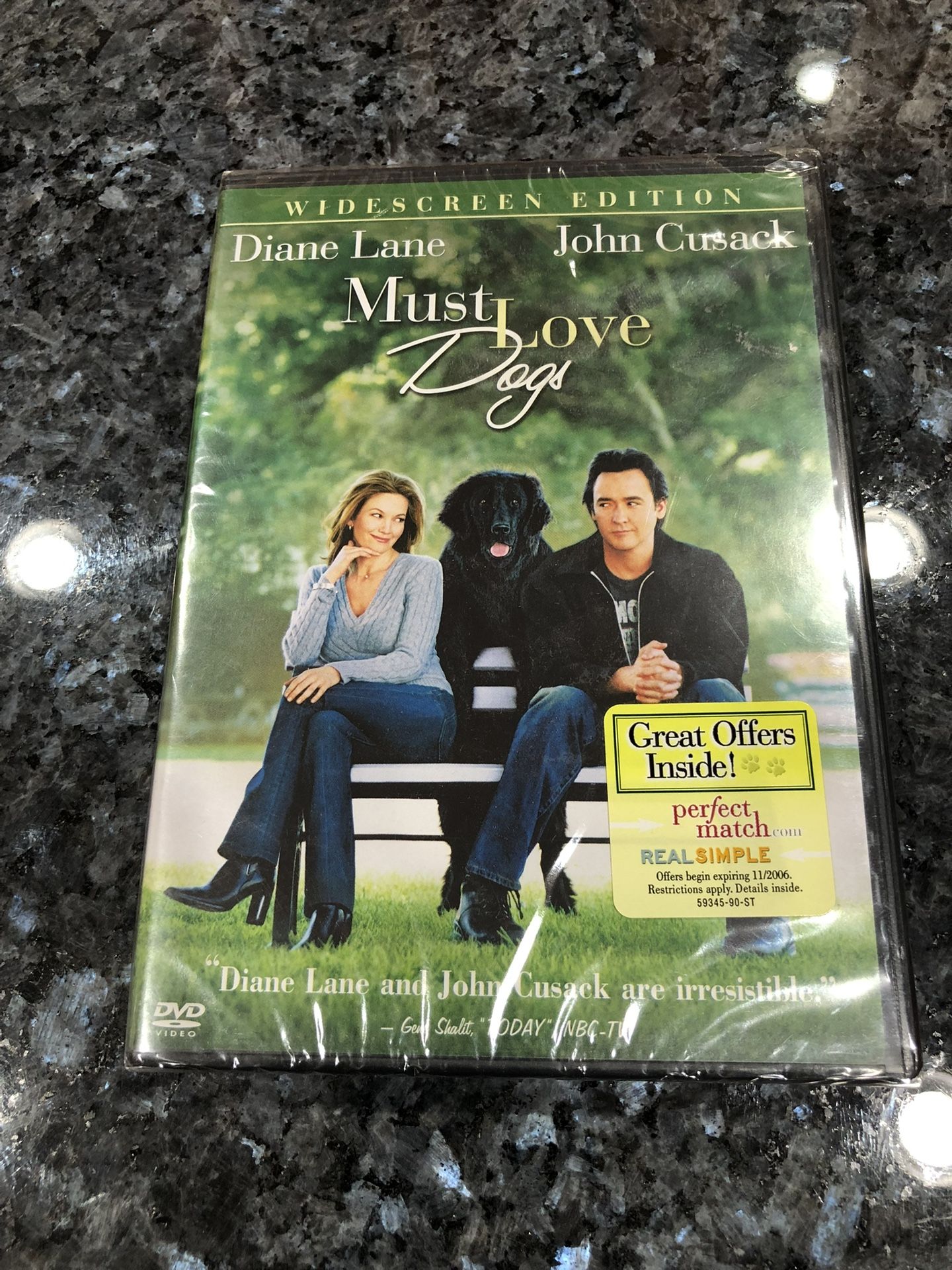 DVD Movie “Must Love Dogs” Featuring Diane Lane and John Cusack. DVD Widescreen Movie. Brand new factory sealed never opened.