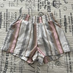 Striped Pastel Linen Shorts 