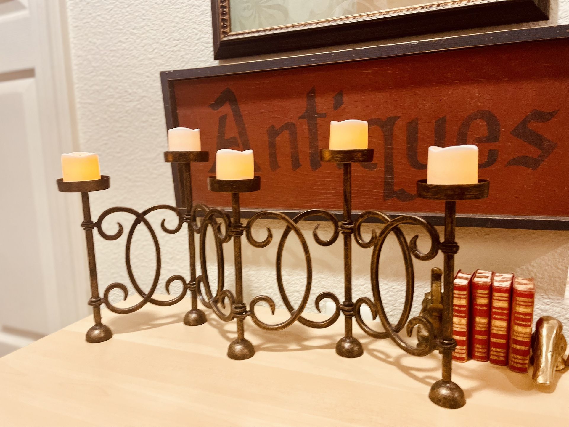 Beautiful Vintage Mcm Folding Brass 5 Votive Candle Holder Candelabra/Made in India/Solid Brass