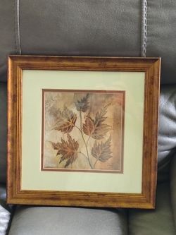 Fall Leaves Print In Wooden Frame