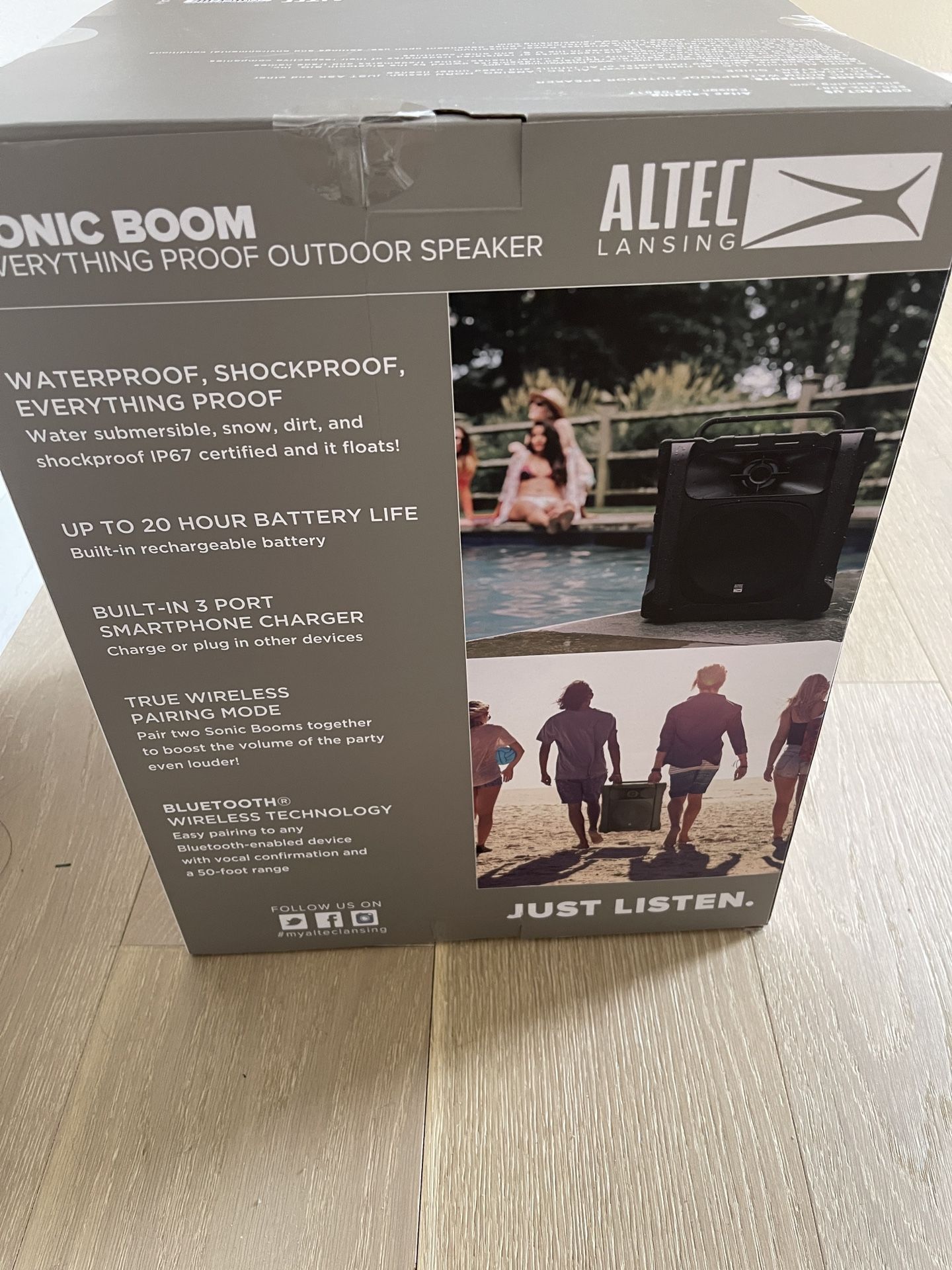 NIB Altec Lansing Sonic Boom Waterproof Bluetooth Party Speaker