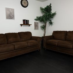 Brown Sofa & Loveseat Set