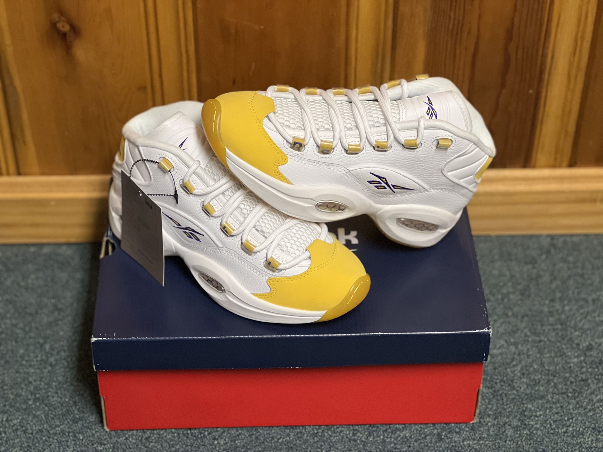 Reebok Question Mid Yellow Toe GS Size 5 