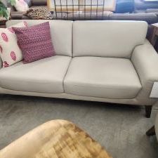 Top grain Leather modern cream sofa set