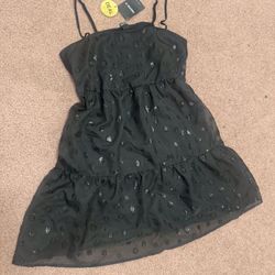 New small black polka dot ruffle short y2k party evening ruffle dress short 