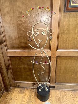 Van Teal Ashton People Sculpture 60 in Metal/Acrylic Freestanding Silver/Black