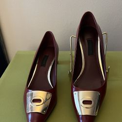 Coach Size 8.5M Lawrence Spazzalato Rouge Red Patent Leather Kitten Heels  