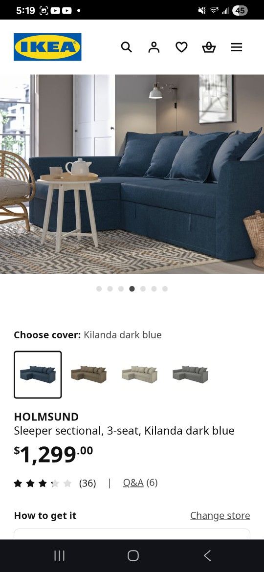 L Shaped Sectional Sleeper Sofa With Storage IKEA $1299 MSRP SOFA