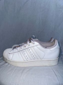 Adidas Superstar Shell-Toe Sneakers White Classic Tonal 3-Stripes Size 5 No Insole Or Box Pre Owned