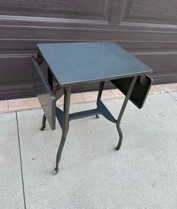 Vintage Industrial Rolling Metal Typewriter table