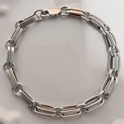 Unique Vintage 925 Chain Link Bracelet Sterling Silver