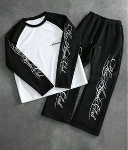 Black & White Script Tracksuit Set