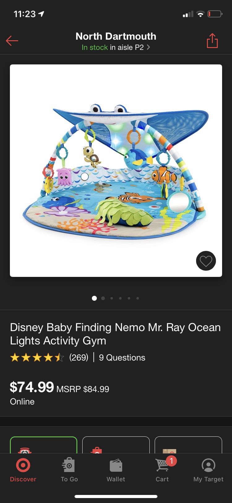 Disney baby finding Nemo activity mat