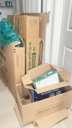 Expandable to 70” TV Box, 2 Large Mirror Boxes, and Misc. Boxes In Excellent Condition