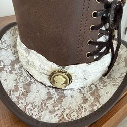 Steampunk Havisham Leather Top Hat size S