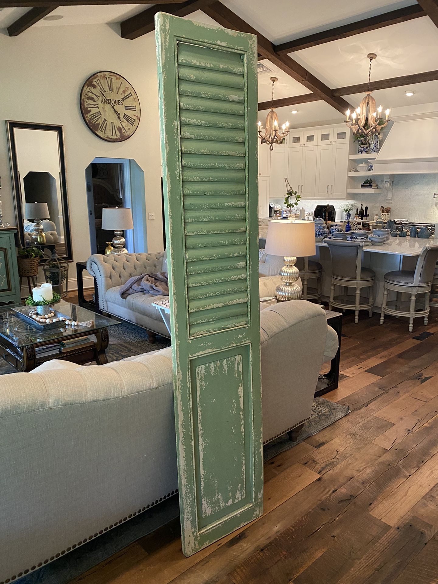 Farmhouse Tall Shutter Door Blue Green