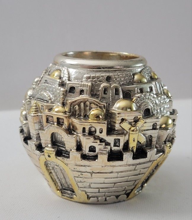 SILVER SHABBAT CANDLE HOLDER
