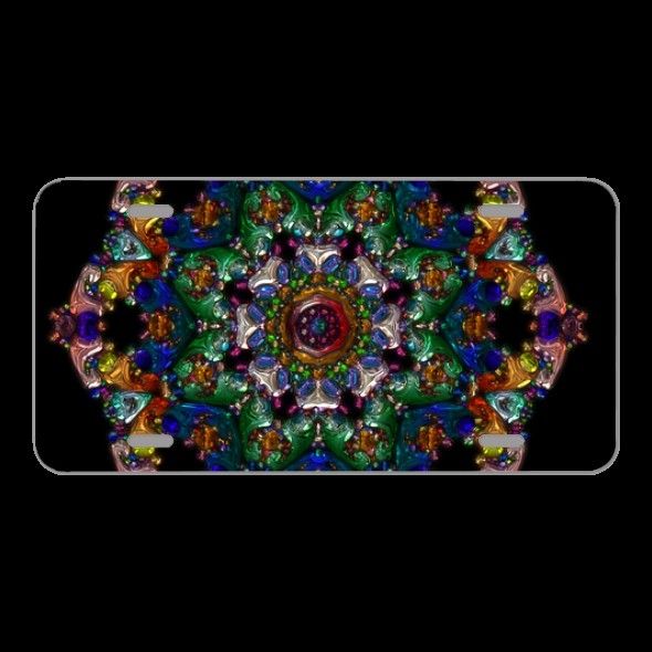 License Plate Novelty Car Front Mandala Round Colorful Metallizer