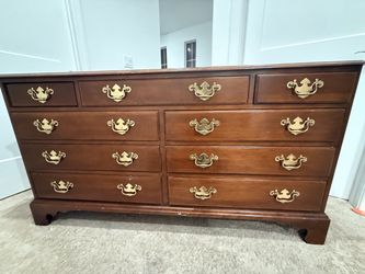 Large 9-Drawer Wood Dresser – Cherry Finish