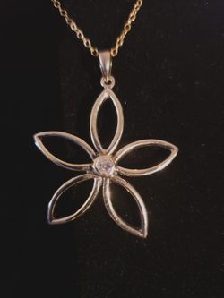 Sterling Gold Vermeil CZ Flower Pendant Necklace $40.00, VEIW MY PAGE FOR OTHER OFFERS