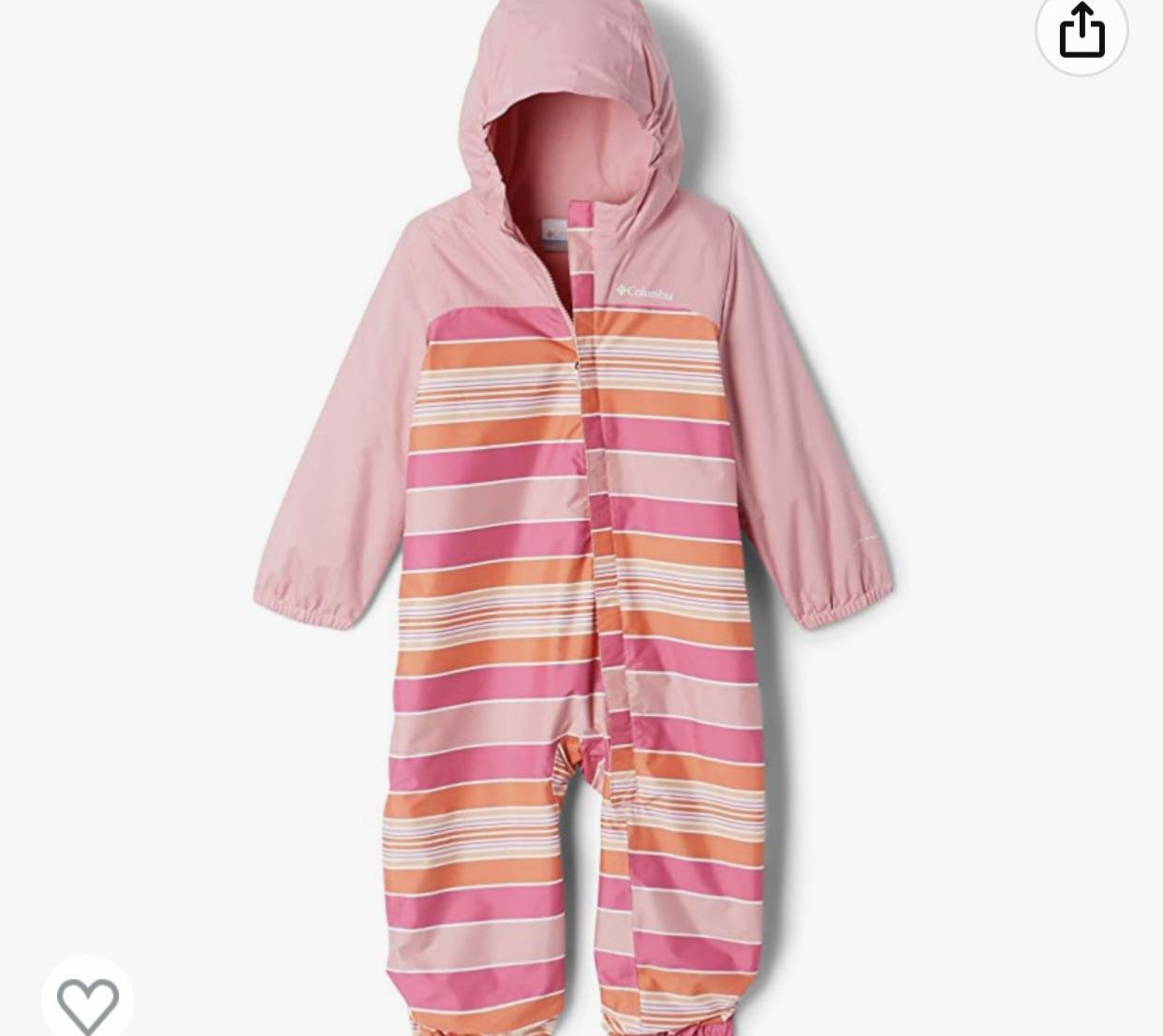 NWT Columbia Toddler Critter Jitters II girls striped Rain Suit 