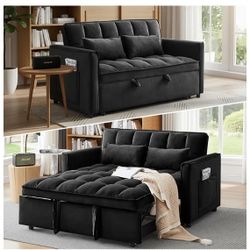 Dreamzie 3 in 1 Convertible Sleeper Sofa Bed, Pull Out Couch Bed with Side Pocket, Sleeper Sofa with Adjustable Backrest | Side Pocket (Black)
Brand n
